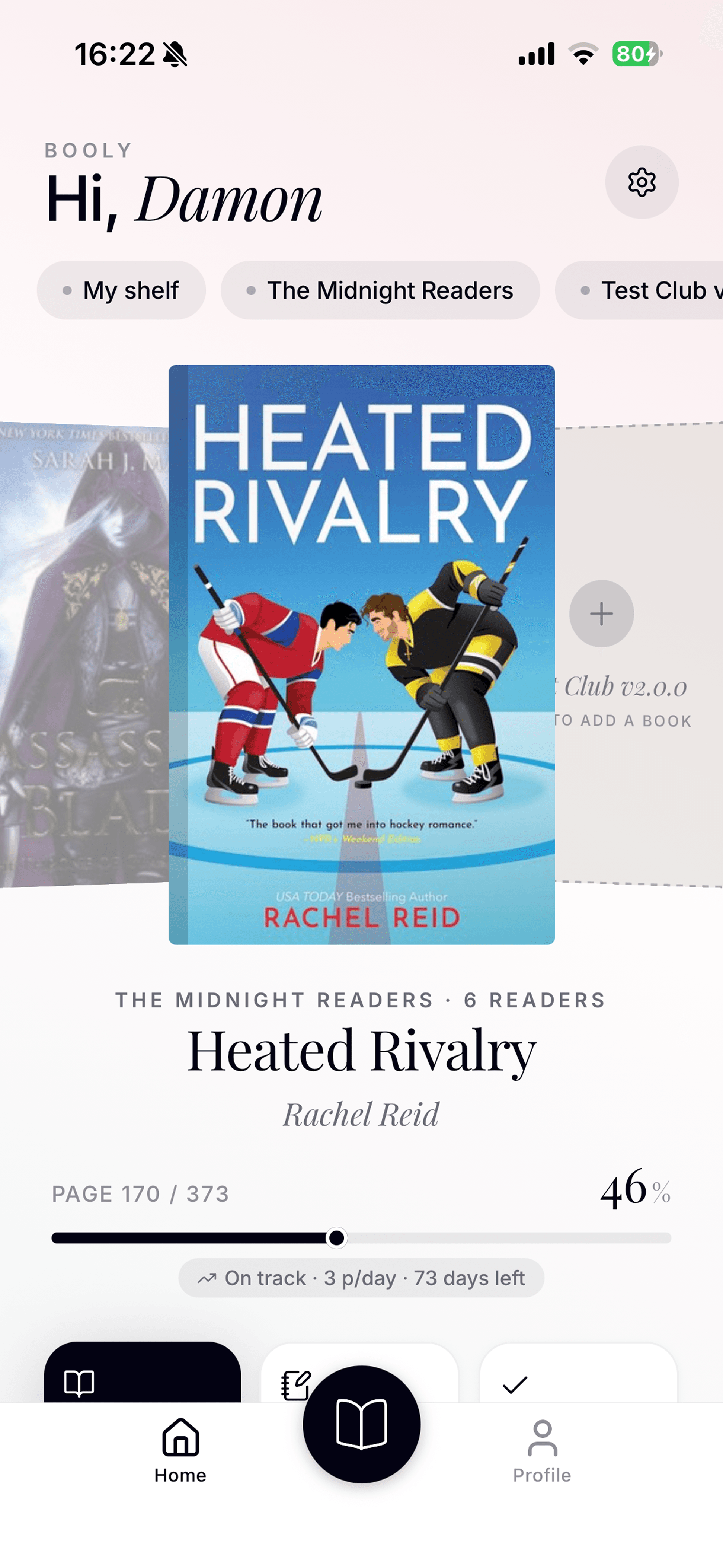 Chapter home screen showing reading circles